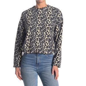 Abound Soft Cozy Fleece Leopard Print Sweatshirt Size Medium